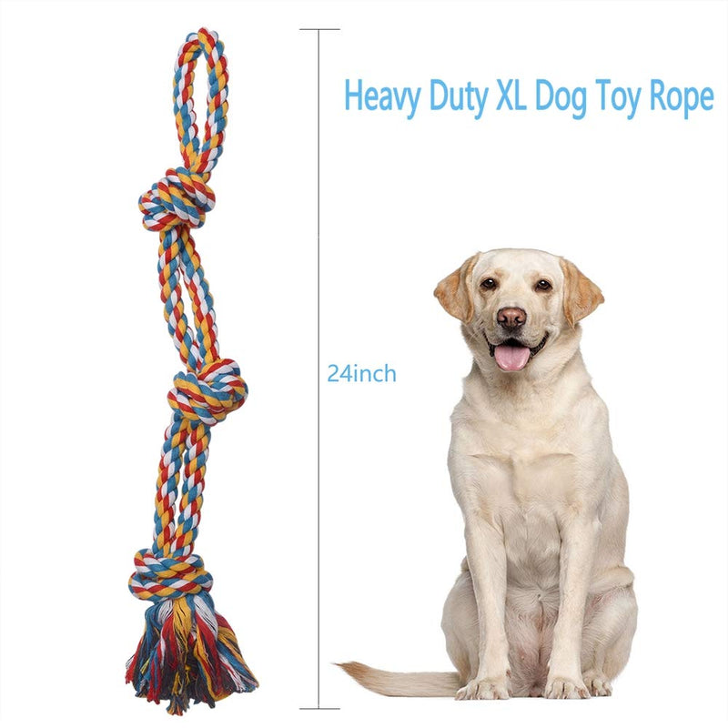 XL Dog Rope Toys for Aggressive Chewers - Set of 2 Heavy Duty XL Dog Rope Toy for Large Breed Puppy- 100% Cotton Strong, Sturdy Rope - Medium and Large Dogs for Chewing, Teething, Tug of War 2PCS - PawsPlanet Australia