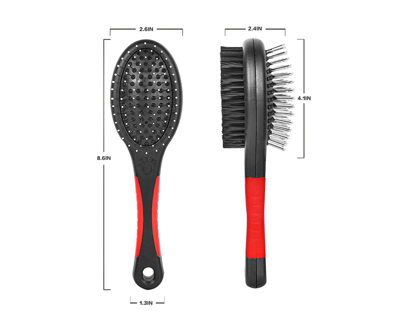 Dog Brush for Grooming 2 Sided Pin & Bristle Removing Shedding Long and Short Hair, Cat Brush Grooming Comb for Detangling and Dirt Cleaning - PawsPlanet Australia