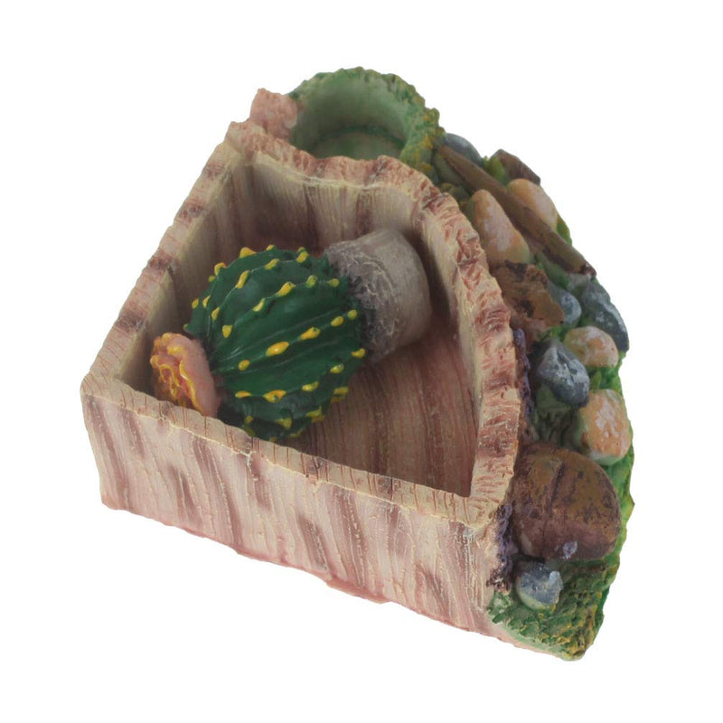 [Australia] - emours Reptile Amphibian Tortoise Lizard Frog Water Dish Food Feeder Cactus Corner Bowl with Ramp Small 