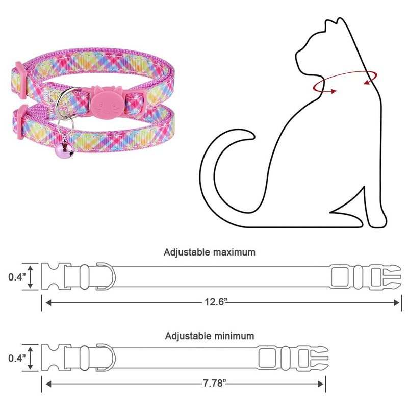 Powboro Cat Collar Set of 2 PCS, Safety Adjustable Cat Collar with Personalization Options, Gift Accessory for Small Medium Dogs Cats (Pink-green-blue) Pink-green-blue - PawsPlanet Australia