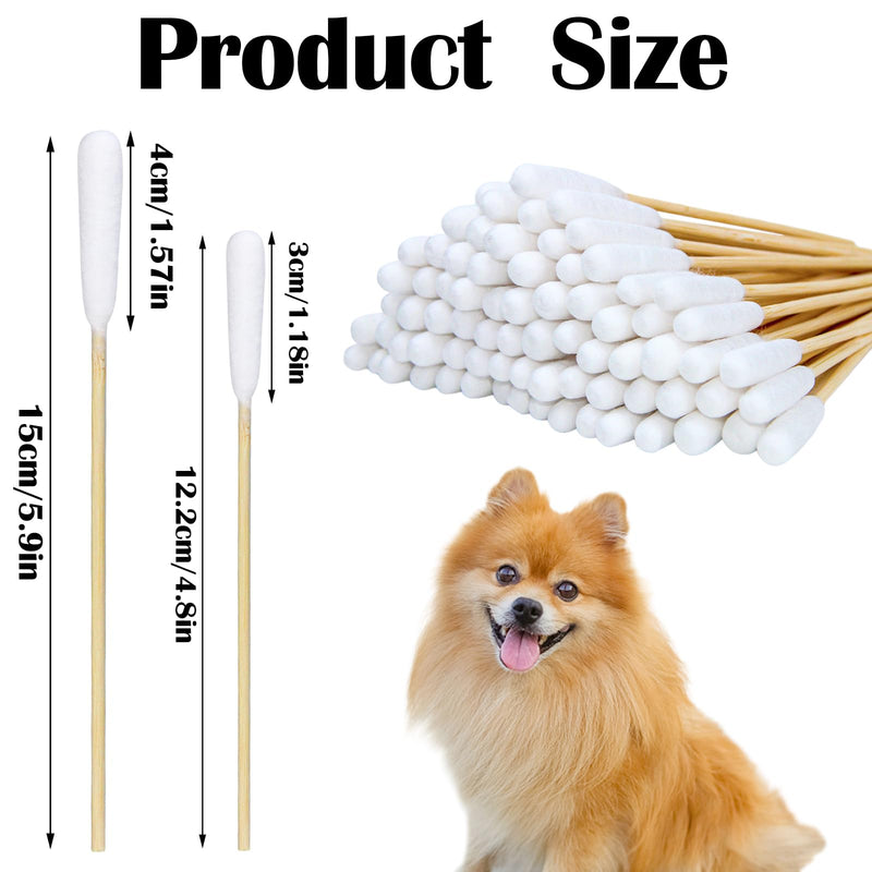 aurorayer Pack of 200 cotton swabs for dogs, ear swabs dogs 2 sizes ear cleaner cotton swabs for dogs, cats, horses, teeth cleaning, ear cleaning - PawsPlanet Australia