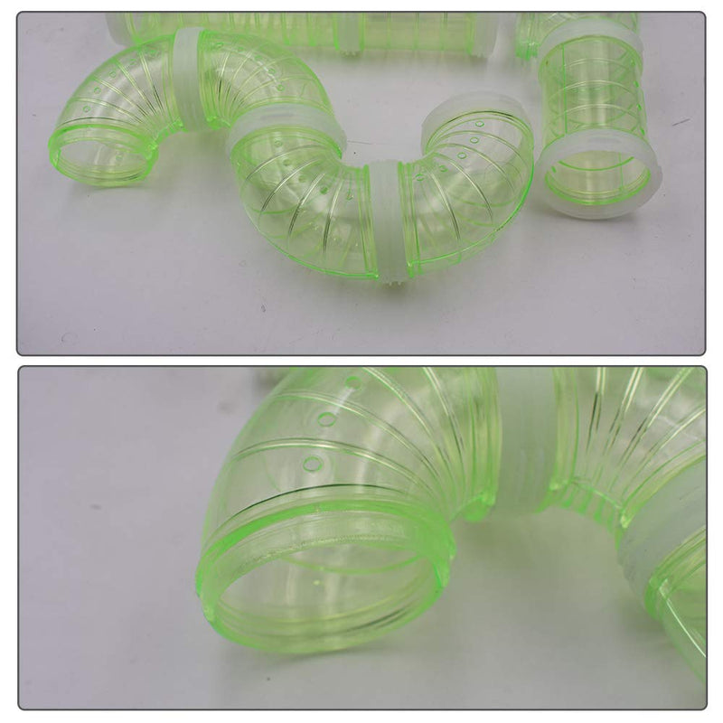 zfdg Hamster Tubes Transparent, DIY Hamster Tunnel, Hamster Pipe Toy, Hamster Transparent Pipe Toy, Hamster Tunnel Toy, for Hamster Cage Small Pet Pipe Connection Sports Tunnel Toy (Green) Green - PawsPlanet Australia