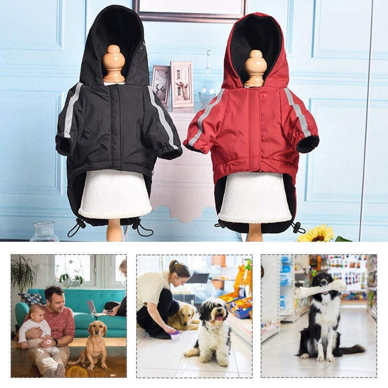 DONGKER Dog Coat, Dog Jacket Warm Dog Apparel Pet Dog Clothes Thickening Warm Dog Raincoat Dogs Shirt Winter for Small Medium Large Dogs M black - PawsPlanet Australia