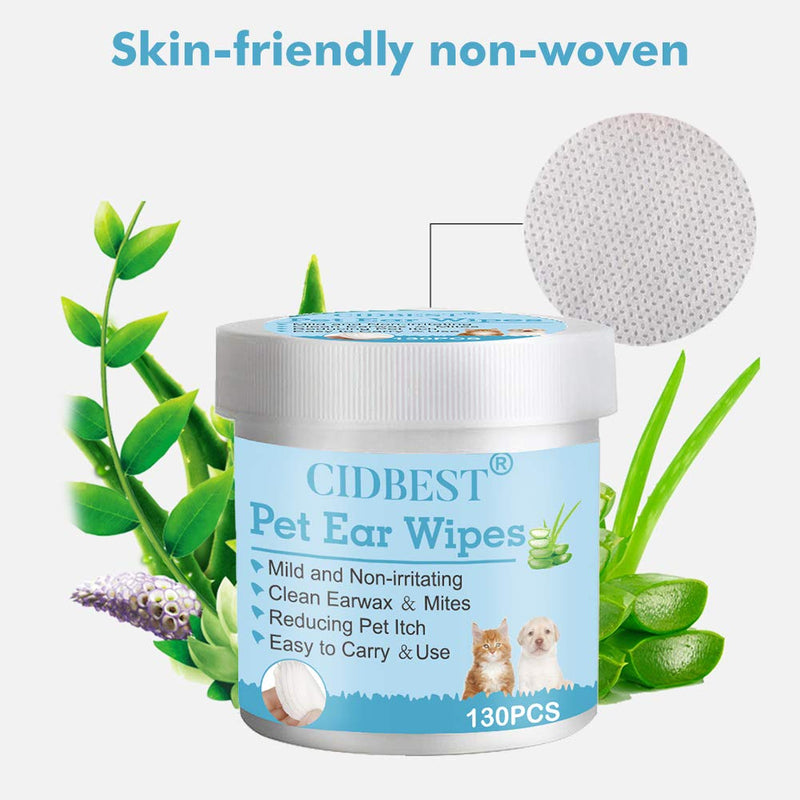 CIDBEST Dog Ear Wipes, Ear Cleaner Pads for Dogs ＆ Cats, Aloe Ear Cleaner Wipes, Removing Wax, Debris & Odor in Pets, Reducing Pet Itch, Easy to Carry ＆Use - PawsPlanet Australia