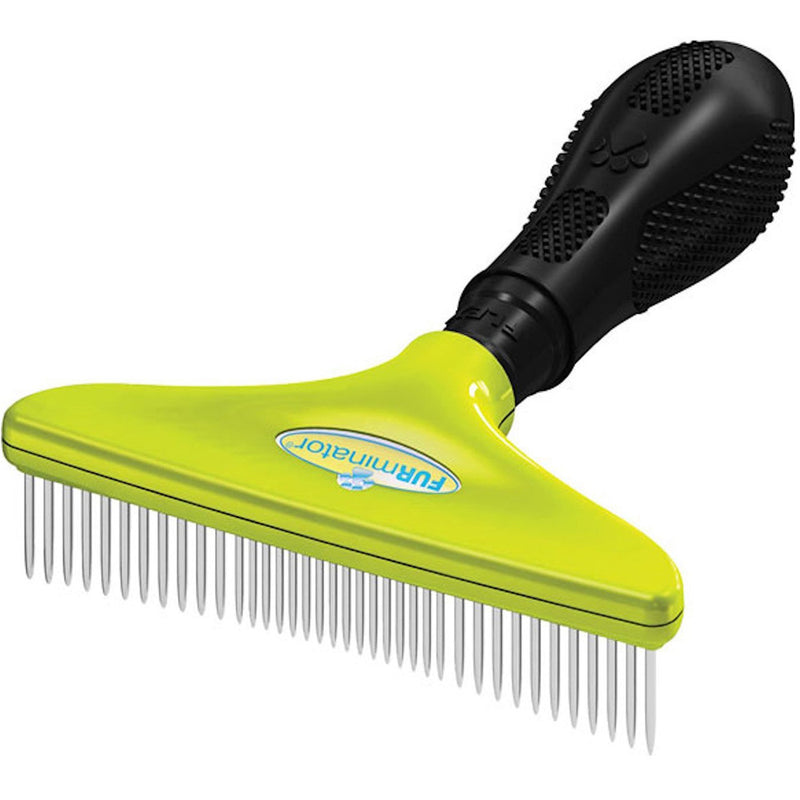 FURminator Pro Long Dog Hair Brush for Undercoats Comb Dematting Tool with Rotating Teeth Grooming Rake Separates and Untangles Fur in Long Dense Coats 4 inch Wide Head - PawsPlanet Australia