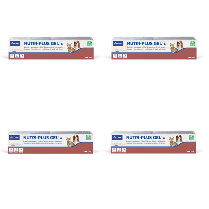 Virbac Nutri-Plus Gel | Pack of 4 | 4 x 120g tube | Supplementary food for dogs and cats for convalescence | Appetite-stimulating, highly concentrated energy source - PawsPlanet Australia