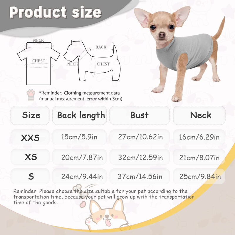 Sebaoyu 2 Pieces Chihuahua Dog T-Shirt Puppy Clothes Summer Pet Doggy Vest Costumes Soft Tiny Dog Outfits Shirt for Yorkie Teacup Extra Small Dog Clothes Clothing XXS,XS XX-Small black,gery - PawsPlanet Australia