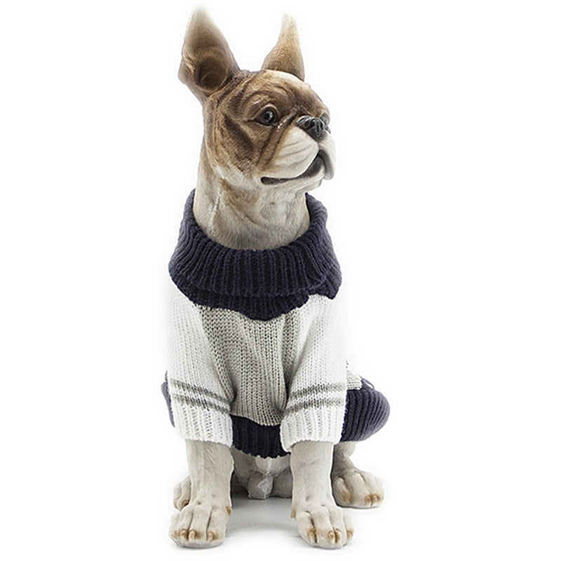 BOBIBI Dog Sweater of The Diamond Plaid Pet Cat Winter Knitwear Warm Clothes,Navy,XS X-Small(Back Length 8") Navy - PawsPlanet Australia