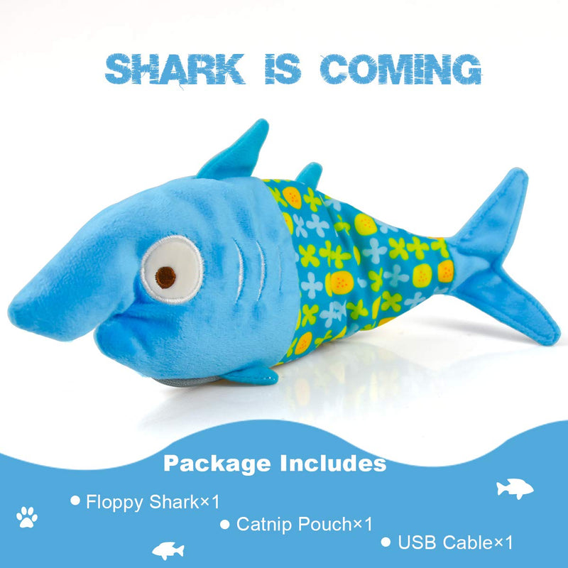[Australia] - LECHONG Moving Fish Cat Toys for Indoor Cats, Catnip Toys for Cats blue shark 