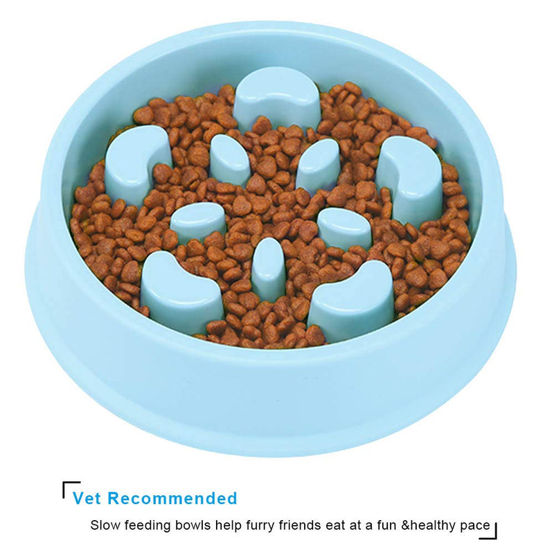 [Australia] - UPSKY Slow Feeder Dog Bowl Fun Feeder No Chocking Slow Feeder Bloat Stop Dog Cat Food Water Bowl with Funny Pattern Blue 