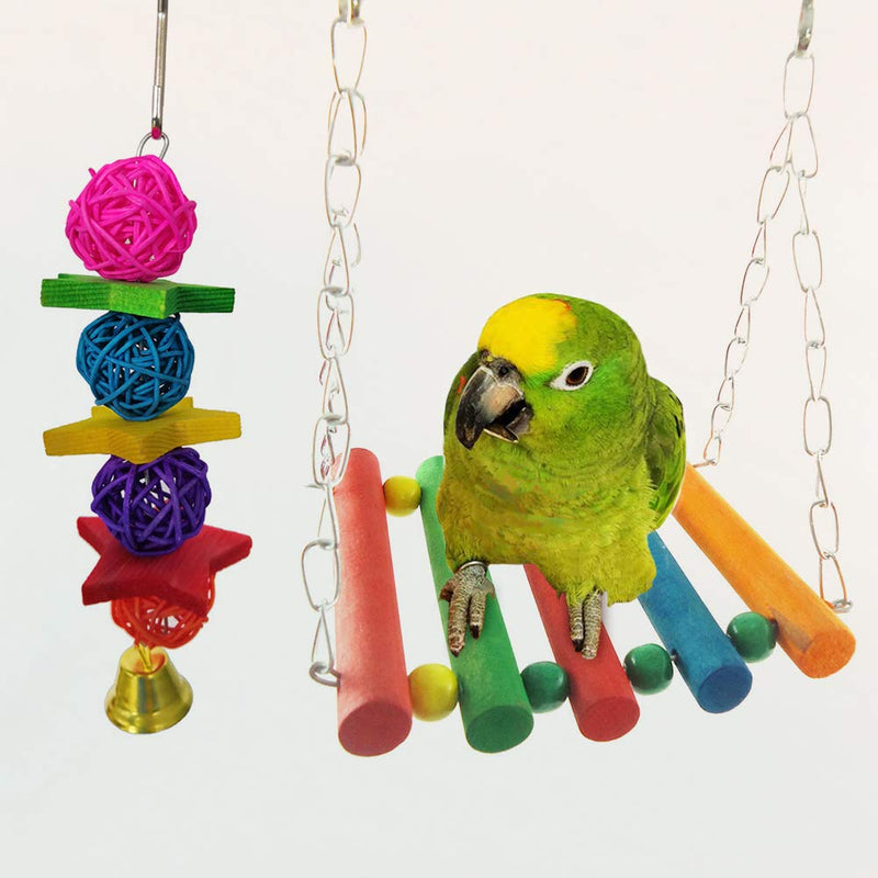 MQFORU Birds Swing Toys Bird Chewing Toys Birds Cage Toys, 8PCS Suitable for Small Parakeets, Cockatiels, Conures, Macaws, Parrots, Love Birds, Mynah, Finches ect. - PawsPlanet Australia