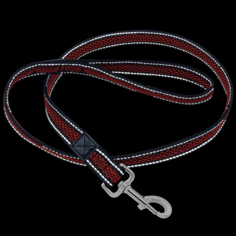 [Australia] - HiGuard Heavy Duty Reflective Dog Leash - 1.2m Reflective Strip with Comfortable Padded Handle - 6ft Long Dog Walking Leash for Large, Middle, Small Dogs Red 