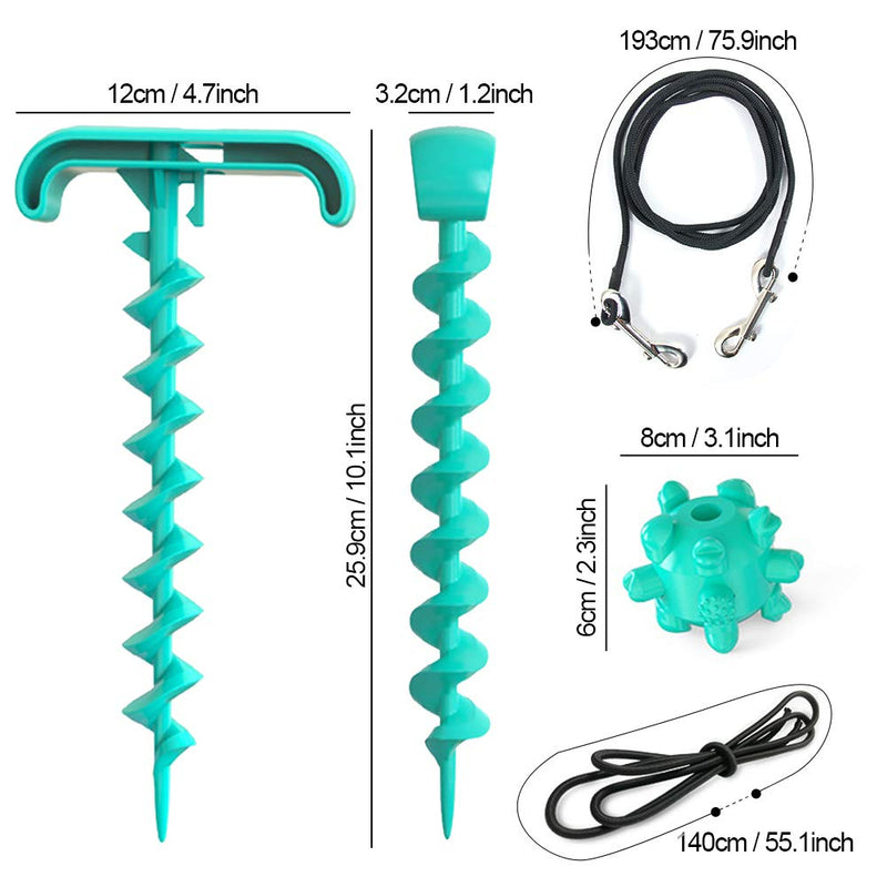 [Australia] - VLIKE Dog Tie Out Cable and Stake Dog Chew Toy Elasticity Dog Chain Set Chain Length 43in 【A】Sky Blue 