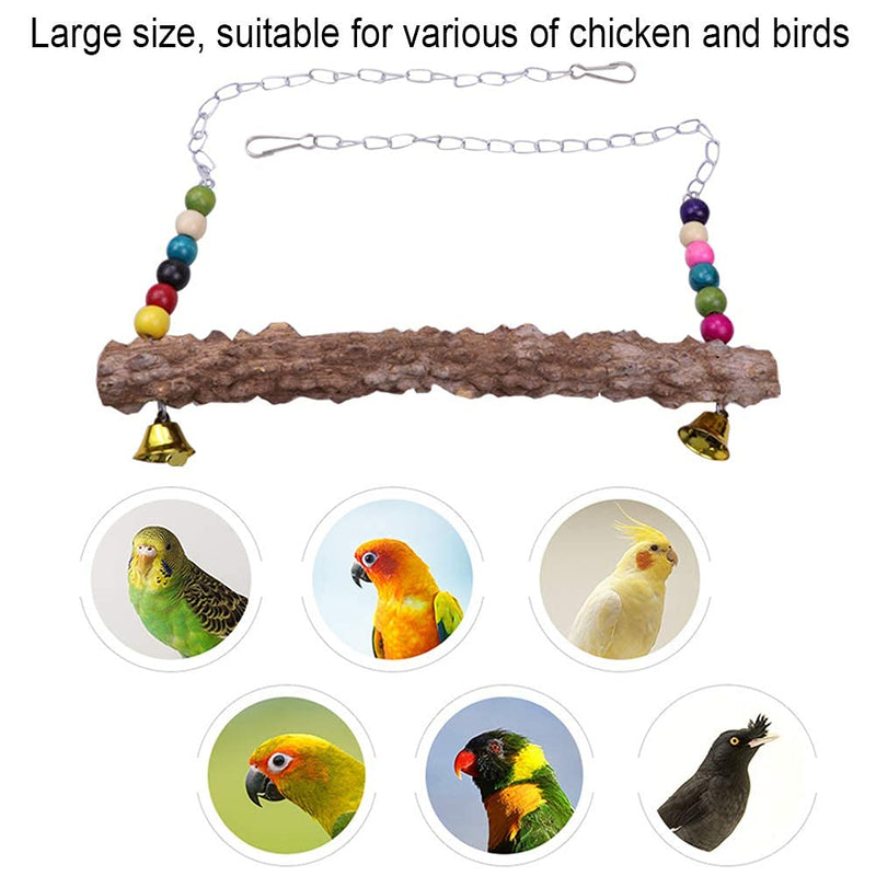 Houdao Parrot Toys Budgie Perch Toy Natural Wooden Swing with Bells and Colorful Beads Handmade Hanging Stand for Large Bird Parakeet Macaws Chicken,Roosters Hens Training and Play Games - PawsPlanet Australia