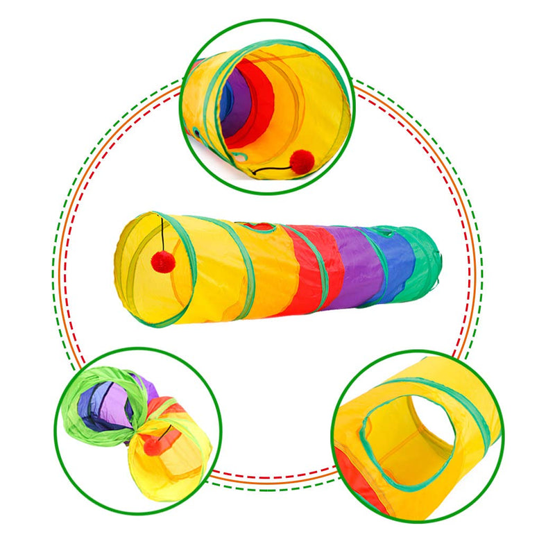 [Australia] - Flying Childhood Foldable Rainbow Cat Tunnel Extra Long 45.28’’ for Kitten and Most Adult Cats Indoor and Outdoor 