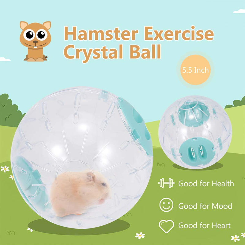 Silent Hamster Ball Transparent Running Ball for Hamsters to Relieves Boredom Exercise Wheel 5.5 Inch Dog Pet Toy Ball Small Animals Cage Accessories Blue - PawsPlanet Australia