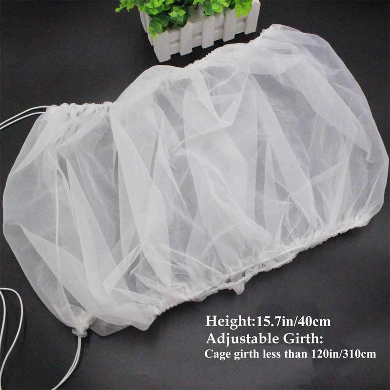 ASOCEA Extra Large Bird Cage Seed Catcher Guard Universal Birdcage Cover Nylon Mesh Net for Parrot Parakeet Macaw Lovebird African Grey - White (Not Include Birdcage) - PawsPlanet Australia