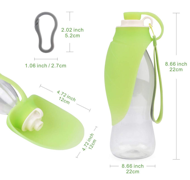 Idepet Dog Water Bottle Portable Pet Food Storage,Dog Food Feeder Bottle Pet Drinking Dispenser with Silicone Bowl Travel Water Bottle for Dogs Cats Puppy Chihuahua Teddy Drink Feed Walking (Green) Green - PawsPlanet Australia