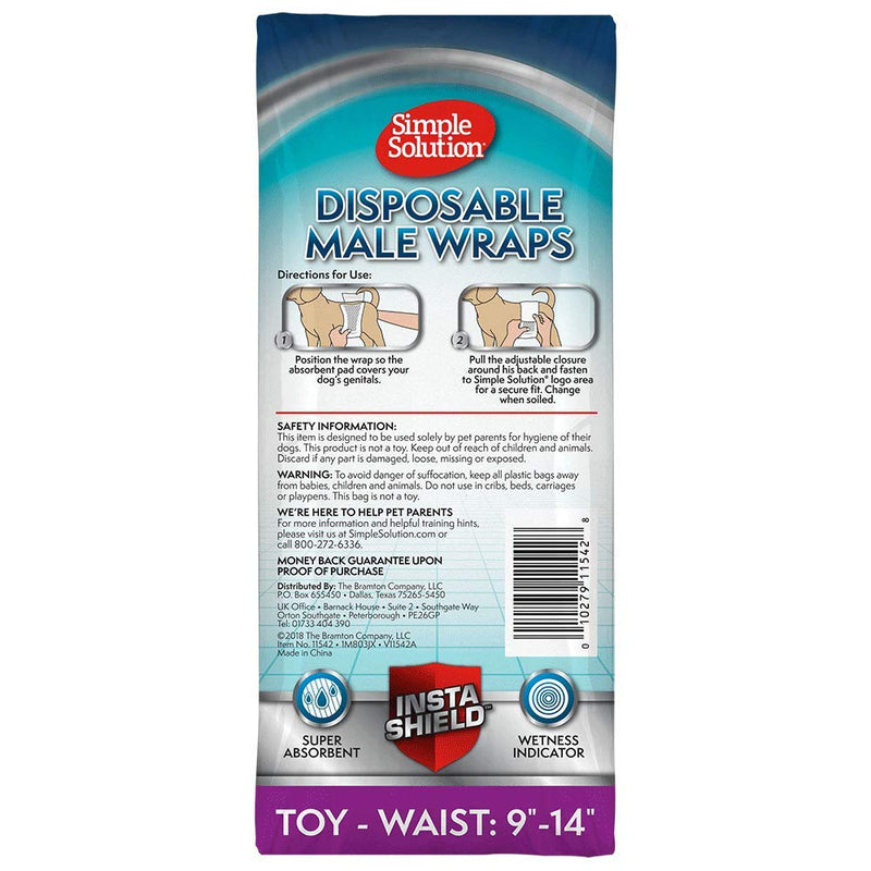 [Australia] - Simple Solution Disposable Dog Diapers for Male Dogs | Male Wraps with Super Absorbent Leak-Proof Fit | Excitable Urination, Incontinence, or Male Marking Toy 30 count 