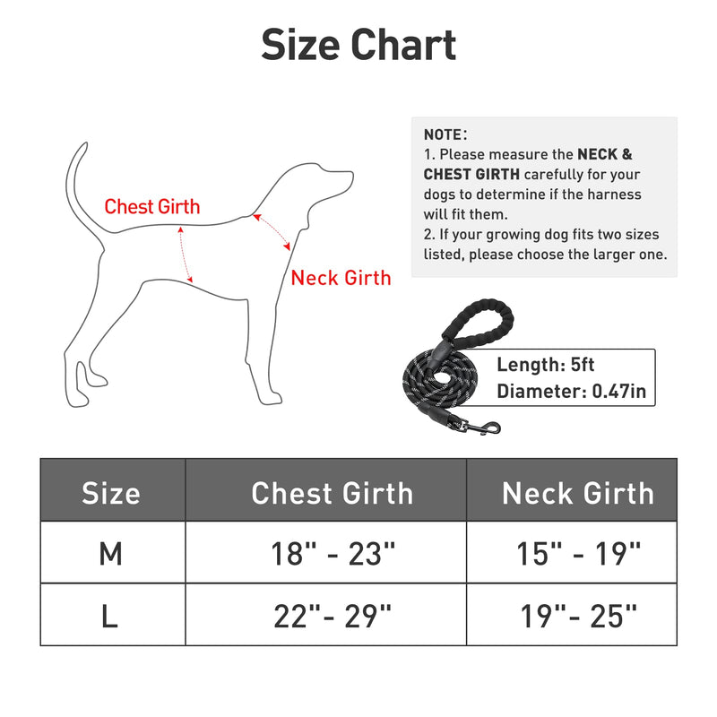 DAIJUN No Pull Dog Harness, Adjustable Reflective Easy Control Breathable Dog Harness with 5ft Dog Leash, Dog Harness for Medium Large Dog - PawsPlanet Australia