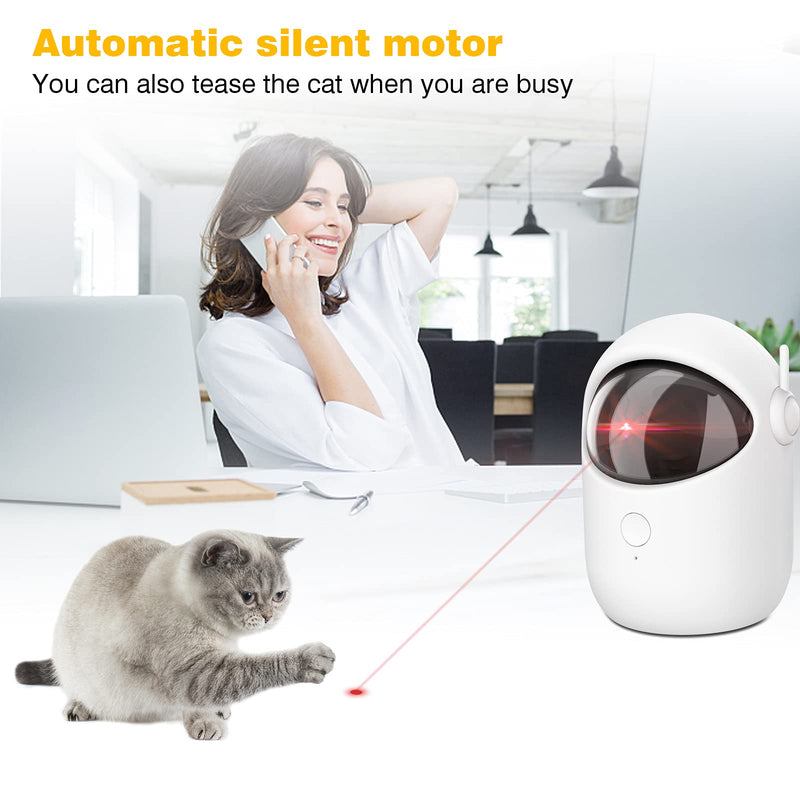 Anazp Cat Toys, Automatic Interactive Cat Toys with 3 Modes&USB Charging, Fast/Slow Mode, Silently, Interactive Pointer Cat Toy for Indoor Cats Timing On/Off (Gray-White) - PawsPlanet Australia