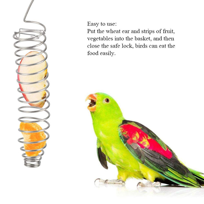 ViaGasaFamido Birds Food Basket, Stainless Steel Parrot Wheat Ear Fruit Vegetables Feeder Bird Foraging Food Basket Toy for Parakeet Cockatiel Conure African Grey Cockatoo Macaw Amazon Lovebird Finch - PawsPlanet Australia