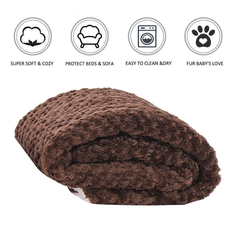 Pet Blanket for Small Medium Large Dogs, Soft Warm Plush Pet Throw Blankets, Washable Pet Bed Blanket, Dog Cat Sleep Soft Cushion Pad, Cotton Velvet Dog Bed Blanket, Pet Dog Cat Mat for Sofa Bed S:61x81cm Cotton Velvet Brown - PawsPlanet Australia