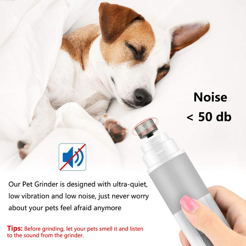 [Australia] - Intsun Professional Dog Nail Grinder, Electric Pet Nail Grinder Cat & Dog Nail Trimmer for Small, Medium and Large Claw Painless Care, Low Noise 2-Speed Control White 