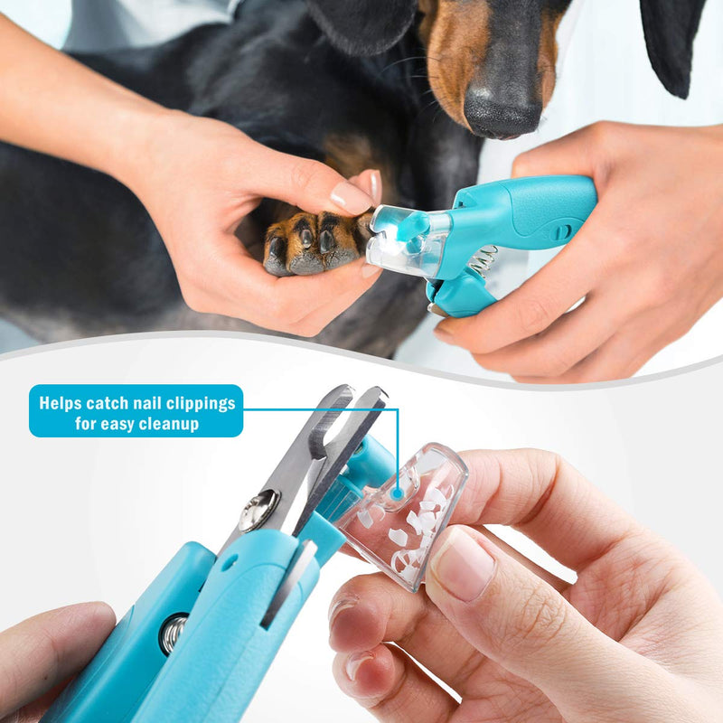 [Australia] - WWVVPET Pet Nail Clipper with LED Light for Dogs Cats,Electric Nails & Claws Trimmer Trimming Grooming, Safe Professional Set with Nail Trapper & Free Nail File,Quick-Sensor Razor Sharp Blades 