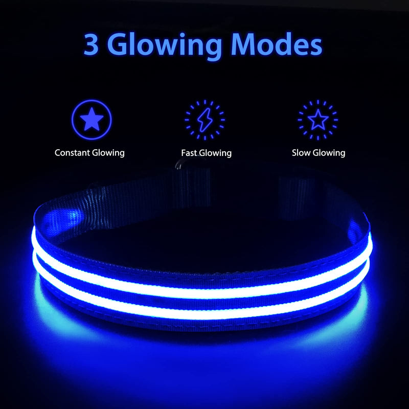 PcEoTllar Light Up Dog Collar Rechargeable, LED Dog Collar Light for the Dark, Flashing Dog Collar Waterproof 3 Glowing Mode Bright Lighted Collar 10H Working Time for Small/Medium/Large Dog, Blue S S (Pack of 1) - PawsPlanet Australia