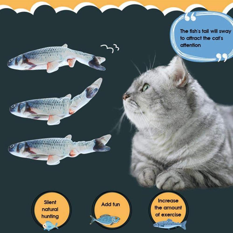 Queta Catnip Electric Realistic Simulation Toy Fish,Plush Wagging Interactive Pets Chewing Biting Kicking Pillow Fish for Cat Kitten Funny Cute Doll for Teeth Cleaning with USB Rechargeable Fish1 - PawsPlanet Australia