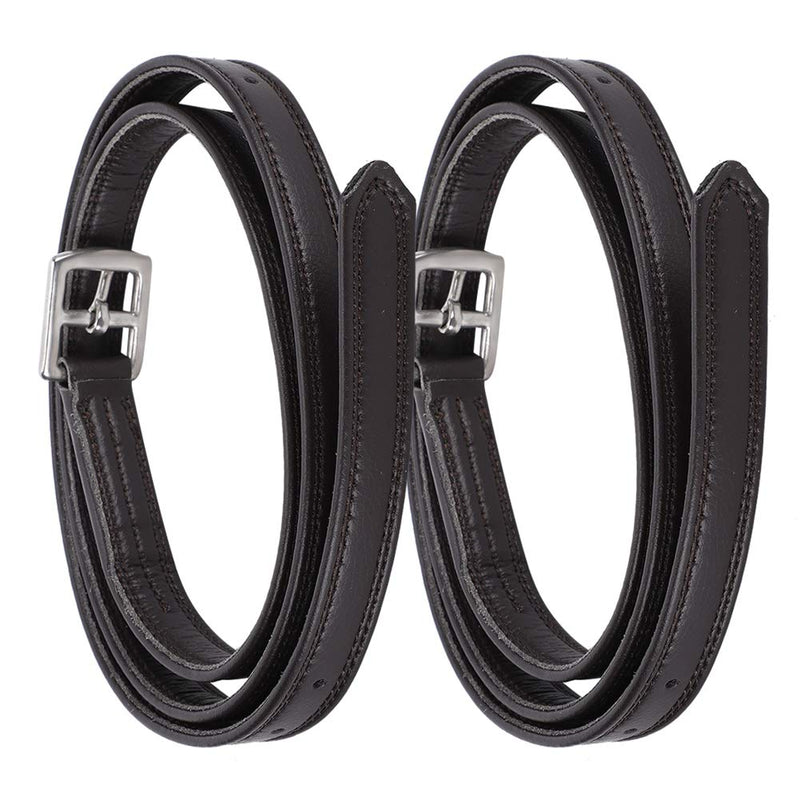 Zerodis Stirrup Belt, British Soft Leather Saddle Stirrup Belt Adjustable Stirrup Hobble Straps with Stainless Steel Buckle(Dark Brown) Dark Brown - PawsPlanet Australia