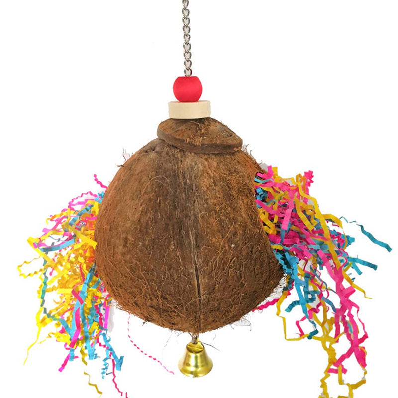 Balacoo Parrot Chew Toys Coconut Shell Swing Toy Hanging Bird Cage Treat Ball for Small Birds - PawsPlanet Australia