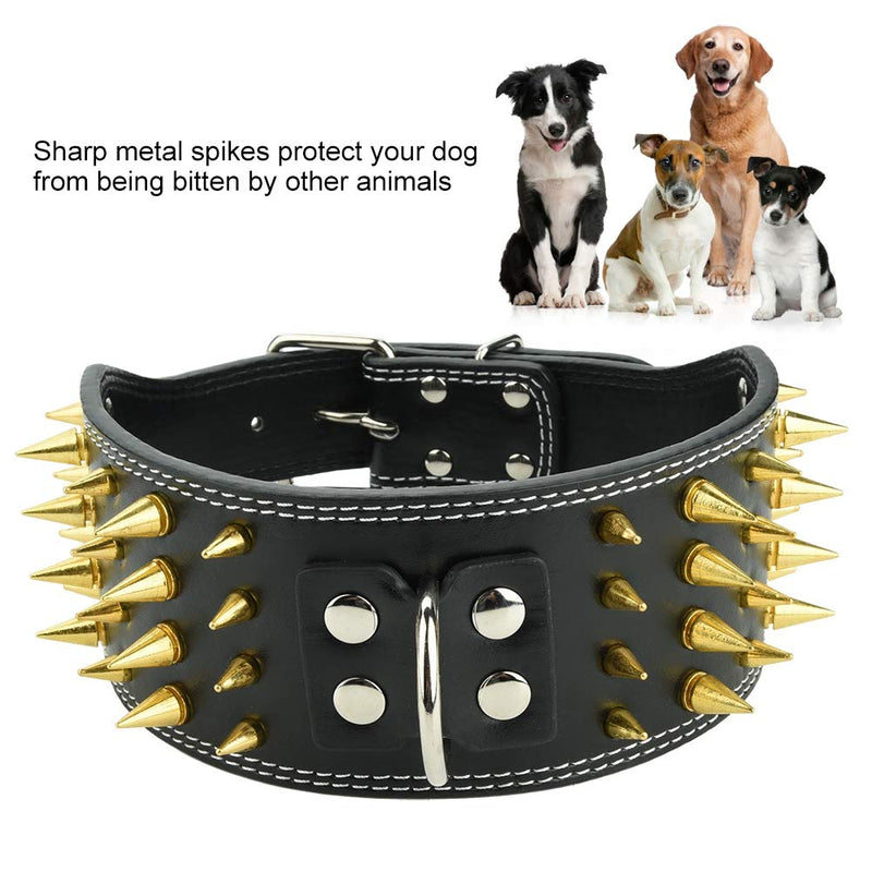 Spiked Dog Collar Adjustable PU Leather 4 Rows Studded Pet Collars Dog Pitbull Bulldog Neck Ring - PawsPlanet Australia