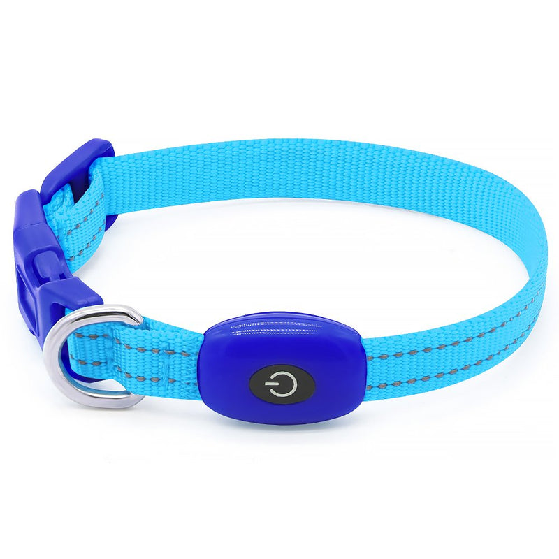 [Australia] - BSEEN LED Dog Collar, LED Dog Leash, USB Rechargeable Glowing Safety Dog Collar Light Up Adjustable Nylon Webbing Reflective Pet Dog Collar Leash for Dog & Cat XS Blue 