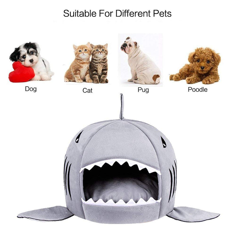 [Australia] - Easy Store Dog Cat Shark Bed – Soft Dog Cat Puppy House for Small Cats Dogs – Hand Washable Dog Cat Pet Cave with Removable Cushion and Waterproof Bottom 