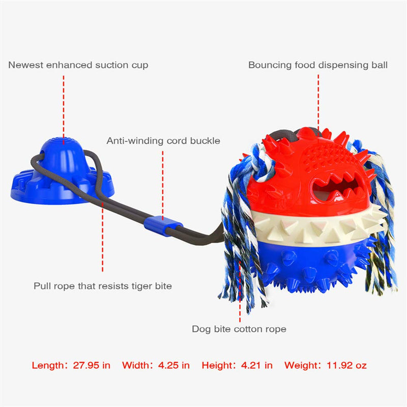 Dog Toys for Chewers ,Chew Suction Cup Tug of War Toy，New Edition,Teeth Cleaning and Food Dispensing Features，Withstand Tension 120LB,Free Floor Stickers,Suitable for Small and Medium-Sized Dogs - PawsPlanet Australia