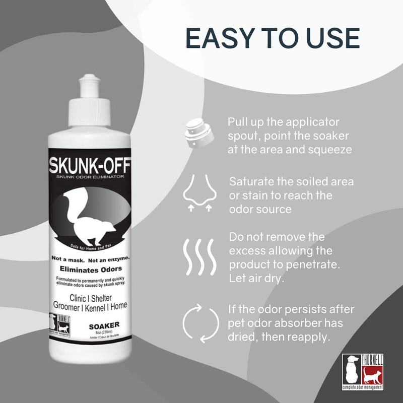 Skunk Off – Ready to use Skunk Odor Remover for Dogs, Cats, Carpet, Car, Clothes & More – Non-Enzymatic Formula 8-Ounce - PawsPlanet Australia