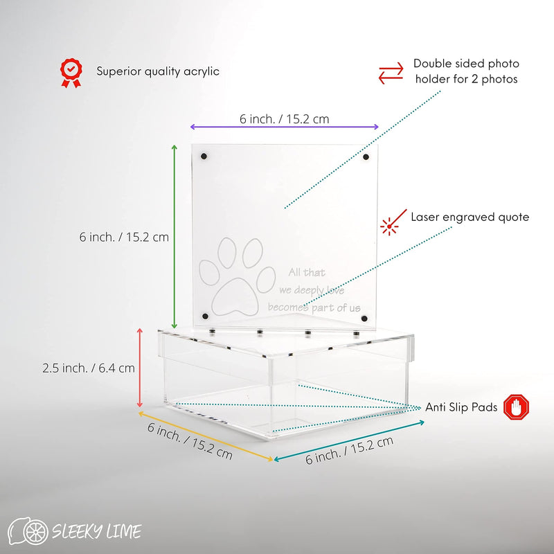 Sleeky Lime Dog Memorial Picture Frame with Memory Box – Clear Acrylic Pet Memorial Keepsake Boxes – Thoughtful Engraved Message – Ideal as Ash Urn, Memorial Box, Dog Owner Present - PawsPlanet Australia