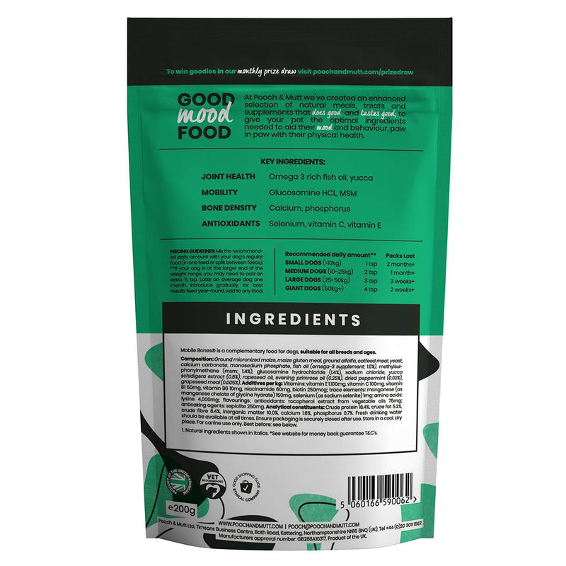 Pooch & Mutt - Mobile Bones, Supplement for Dog Joints (Comfort, Mobility and Strength), 200g & Bionic Biotic, Supplement for Dog Digestion (Healthy Skin and Glossy Coat), 200g + Supplement for Dog Digestion - PawsPlanet Australia