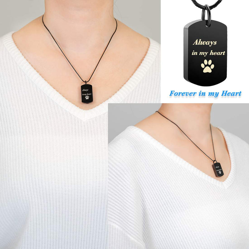 [Australia] - LYFML Cremation Jewelry Urn Necklace for Ashes for Pet, Animals Paw Print Memorial Locket Jewelry Made of Titanium Steel, Support for Customization with Filling Kit Black 