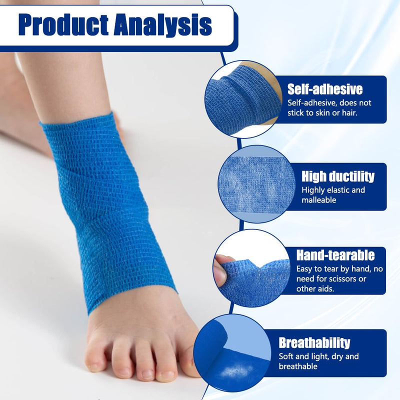 Self-adhesive bandage, 6 rolls of bandage, self-adhesive elastic bandage, adhesive bandage, cohesive adhesive bandage for cats, dogs, horses and people, blue 7.5 cm x 4.5 m - PawsPlanet Australia