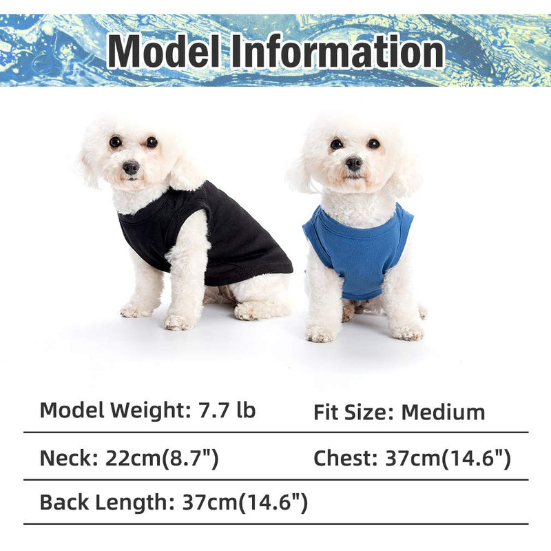 BINGPET 2 Pcs Blank Dog Shirts - Basic Dog Clothes Soft and Breathable, Dog T-Shirts Apparel, Dog Outfits, Plain Dog Shirt for Puppies, Small Extra Small and Medium Dogs Black&Blue - PawsPlanet Australia