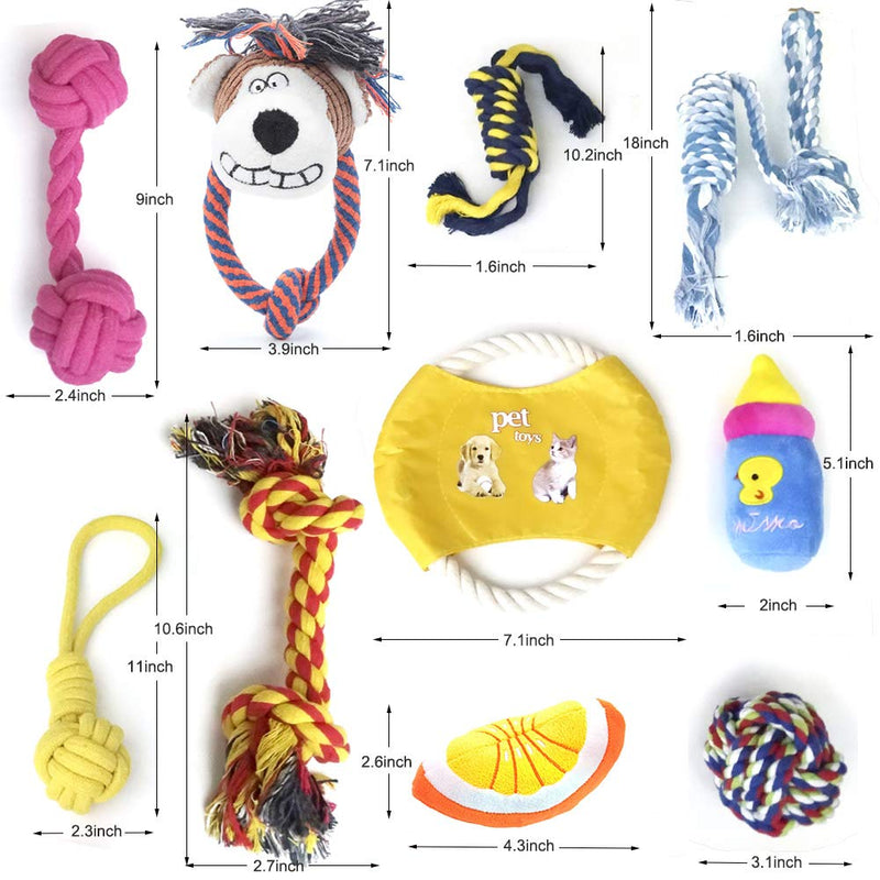 [Australia] - senyouth Dog Rope Toys for Chewers, 10 Pack Natural Cotton Dog Rope Toys with Ball Knot Tug of Dog Toy, Tough Rope Chew Toys for Little and Medium Dog 