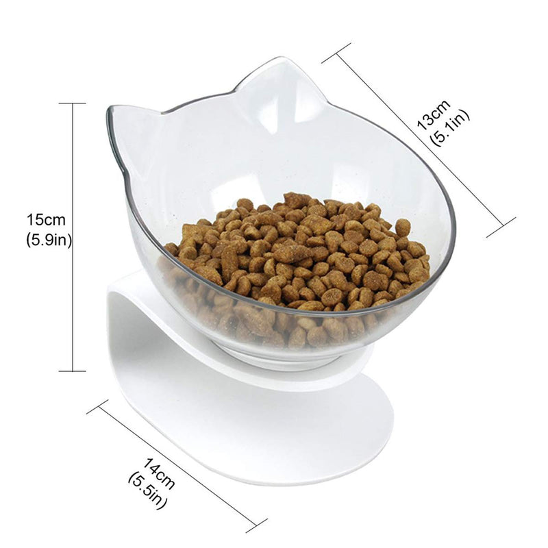 Ruiqas Cat Feeder, Pet Food Water Bowl Transparent Feeding Bowl with Anti-skid Stand Base - Single Bowl - PawsPlanet Australia