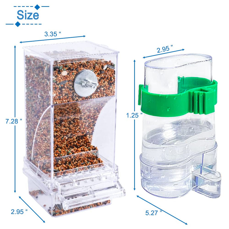 Hamiledyi No Mess Bird Feeders Automatic Parrot Feeder Drinker Acrylic Seed Food Container Parakeet Water Dispenser Cage Accessories for Lovebirds Budgies Canary Finch - PawsPlanet Australia