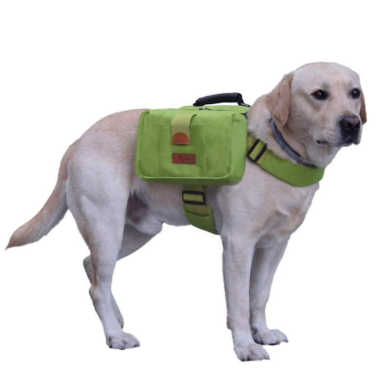 Kinleder Dog Backpack Strong Polyester Harness Backpack with 2 Capacious Side Pockets & Adjustable Strap for Outdoors Hound Travel Camping Hiking Medium Large Dogs Apple green - PawsPlanet Australia