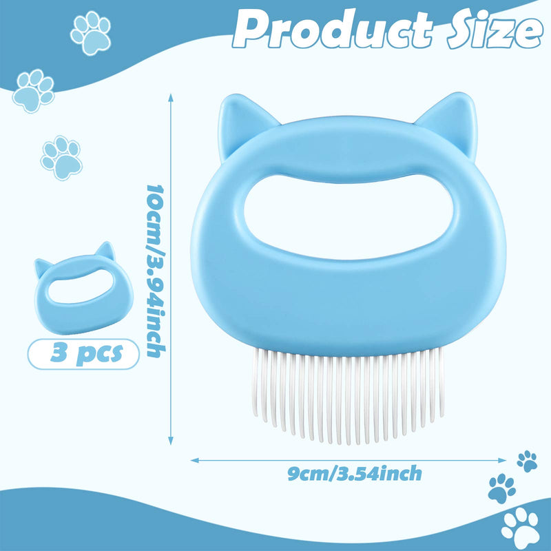 3 Pieces Cat Comb Pet Hair Removal Comb Cat Massage Comb Pet Hair Shedding Brush Pet Fur Grooming Brush for Cats and Dogs to Remove Matted Tangled Fur, Loose Hair (Blue) Blue - PawsPlanet Australia