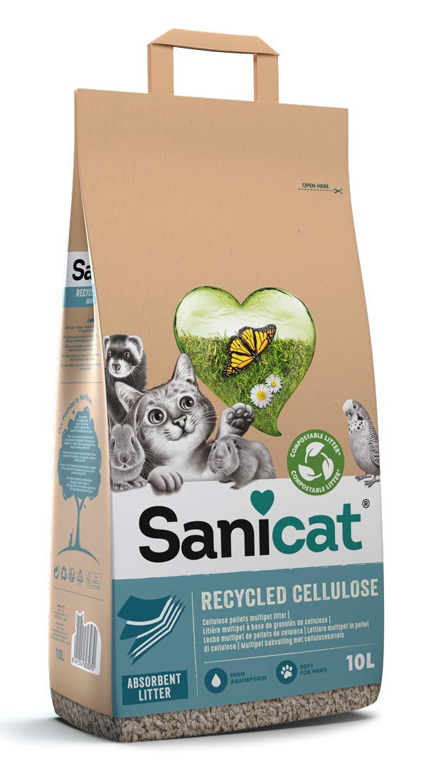 Sanicat Hygienic Clean & Green Cellulose Bed – 10 L - PawsPlanet Australia