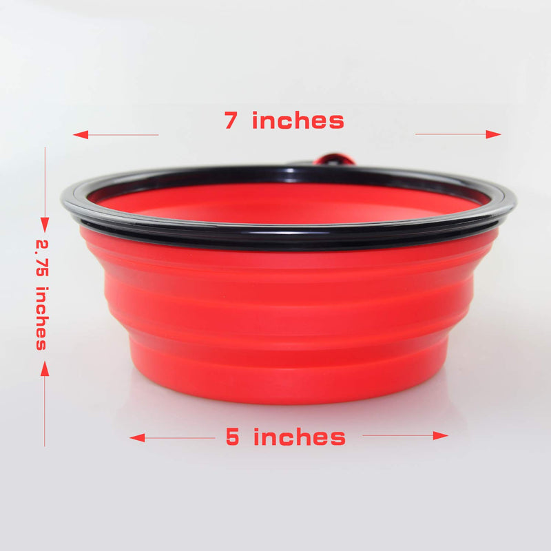 [Australia] - KABB Collapsible Dog Bowl, Portable Extra Large Size Foldable Expandable Silicone Pet Travel Bowl for Pet Dog Food Water Feeding, 1 Piece Red (L-0006) 